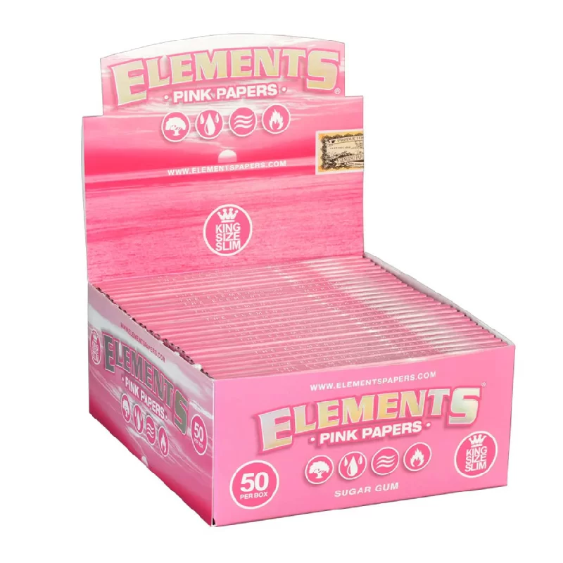 ELEMENTS PINK PAPERS KING SIZE SLIM 50 PER BOX - 716165254300