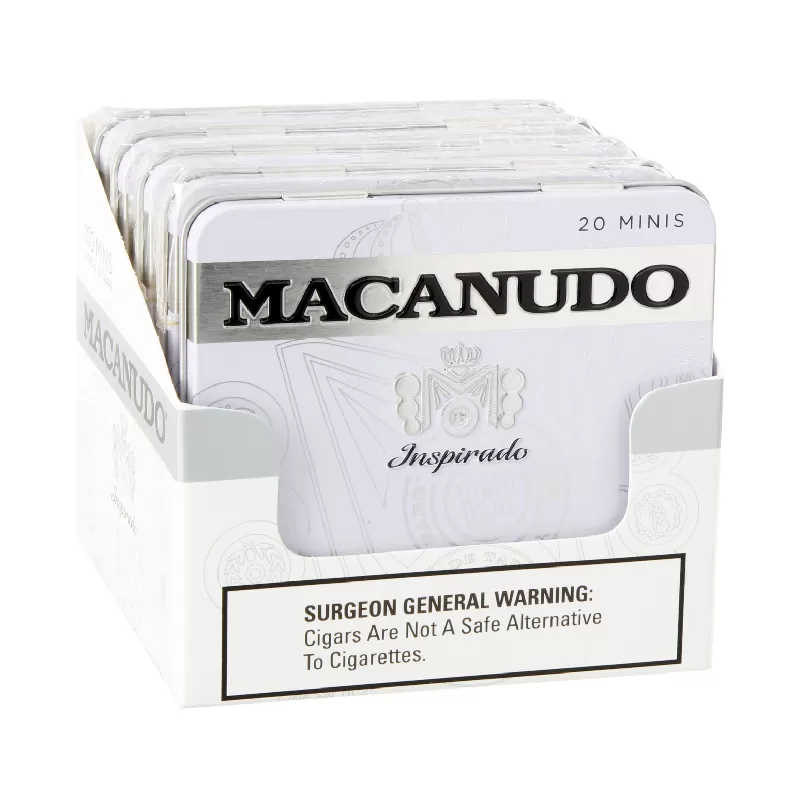 MACANUDO INSPIRADO WHITE MINIS TINS UNIT OF 100 (5 TINS OF 20) - 689674097334