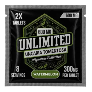 UNLIMITED UNCARIA TOMENTOSA BOTANICALS SIGNATURE COLLECTION (300MG PER TAB) 2CT PACK (TOTAL 600MG TABLTES PER PACK) WATERMELON – PACK OF 30CT