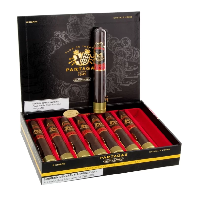 PARTAGAS BLACK LABEL CYRSTAL TUBO (5.5 X 50) BOX OF 8 - 689674028093