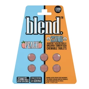 BLEND BOTANICAL EXTRACT CHEWABLE TABLETS (250MG PER TAB) 6CT TABLET PER PACK TOTAL 1500MG PER PACK PEACH  – BOX OF 5