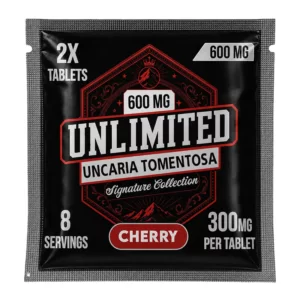 UNLIMITED UNCARIA TOMENTOSA BOTANICALS SIGNATURE COLLECTION (300MG PER TAB) 2CT PACK (TOTAL 600MG TABLTES PER PACK) CHERRY – PACK OF 30CT